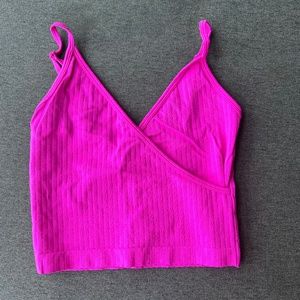 Suuzette Neon Pink crop tank with adjustable straps